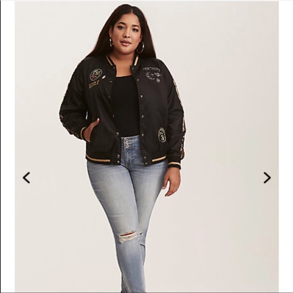 New! Torrid bomber jacket black space femme alien - Picture 3 of 8